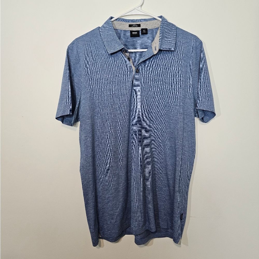Mens Hugo Boss Heather Light Blue Polo